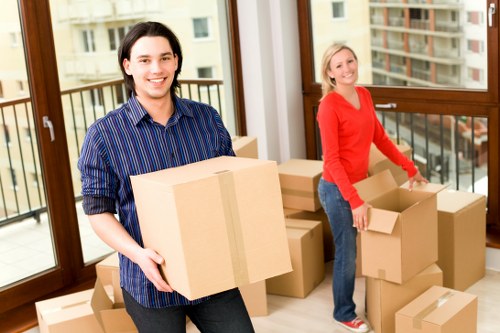 Boxes and furniture stored in a West Kensington storage unit